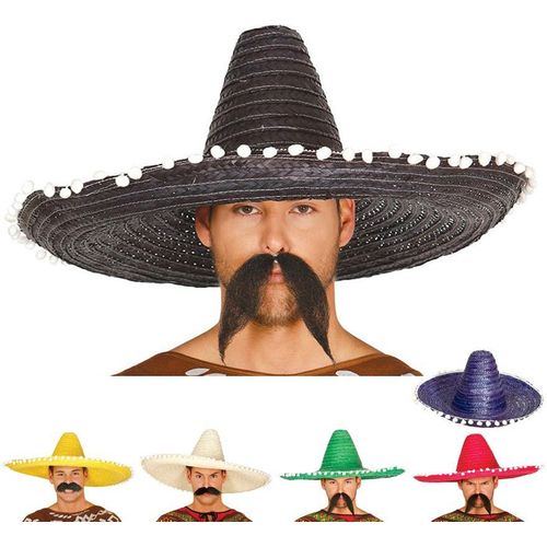 Chapeau M?Xicain Avec Pompoms Plusieurs Couleurs De 60 Cm (Couleur Rouge)