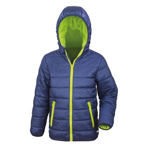 Doudoune ? Capuche Enfant - R233j/Y - Bleu Marine Et Vert Lime
