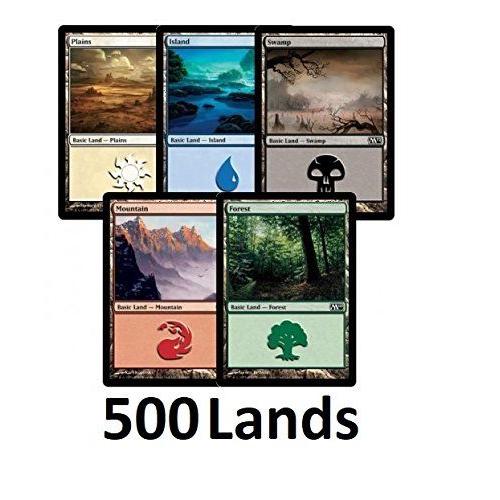 500 Magic The Gathering Basic Lands - 100 Of Each Land Type (Plains, Islands, Swamps, Mountains, Forests)