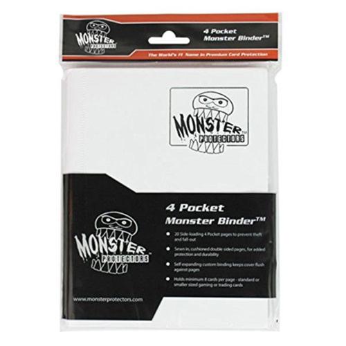 Monster Binder - 4 Pocket Trading Card Album - Matte White (Anti-Theft Pockets Hold 160+ Yugioh, Pokemon, Magic The Gathering Cards)