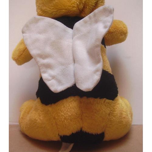 Figurine Peluche  ours Abeille  Assis jaune et noir - 29 Cm