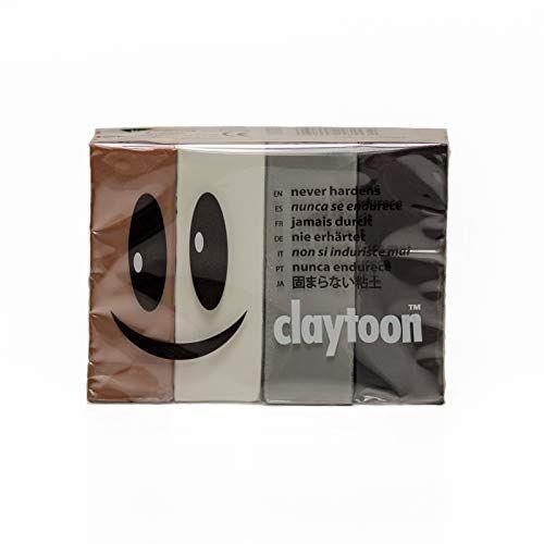 Van Aken International ¿ Claytoon ¿ Non-Hardening Modeling Clay ¿ Va18153 ¿ Neutral ¿ Brown, White, Silver Gray, Black ¿ 1 Pound Set (4-14 Pound Bars) ¿ Claymation, Gluten-Free, Non-Toxic