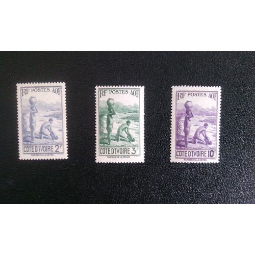 Timbre Cote D'ivoire Yt 128-129-131 Les Femmes Aux Rapides De Komoe 1936