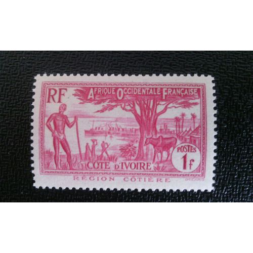 Timbre Cote D'ivoire Yt 124a Région Cotiere-Littorale 1938