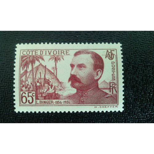 Timbre Cote D'ivoire Yt 139 Cinquantenaire Du Voyage De Binge, Du Niger Au Golfe De Guiné Général Louis Gustave Binger (1856-1936) 1937