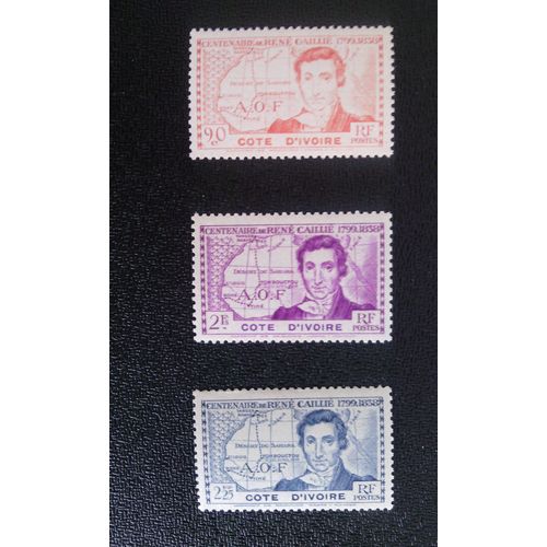 Timbre Cote D'ivoire Yt 141-142-143 Séries: René Caillié (1799-1838) 1939