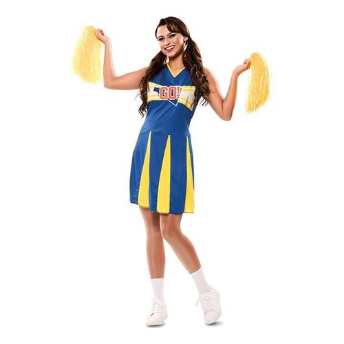 D?Guisement De Cheerleader Bleu Et Jaune Pour Femme (Taille M-L)
