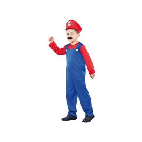 Déguisement Plombier Mario Enfant 10-12 Ans (Combinaison + Casquette)