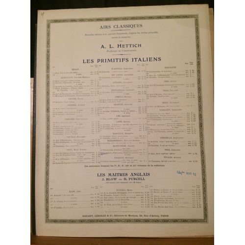 Monteverdi Lamento Ariana Partition Chant Piano Hettich Éditions Rouart Lerolle