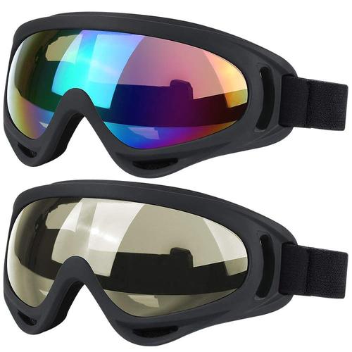 Lot de 2 paires de lunettes pour ski, snowboard, skate, moto