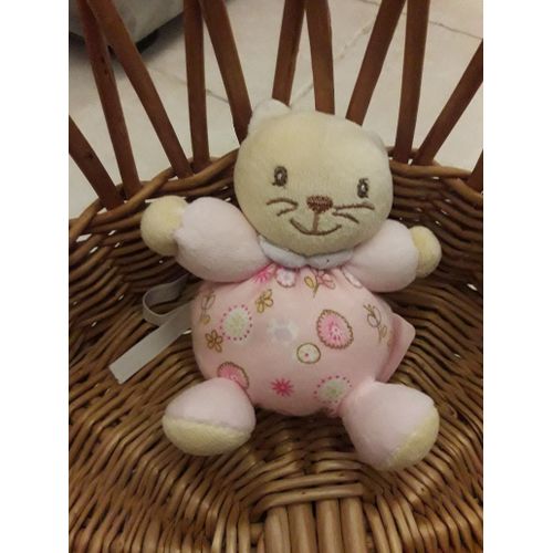 Doudou Mini Chat Attache Tétine Kaloo Rose Fleurs