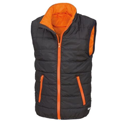 Doudoune Sans Manches Enfant - R234j/Y - Noir Et Orange
