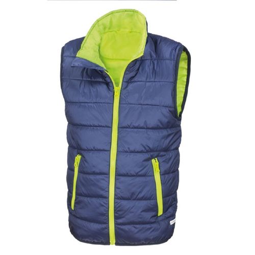 Doudoune Sans Manches Enfant - R234j/Y - Bleu Marine Et Vert Lime