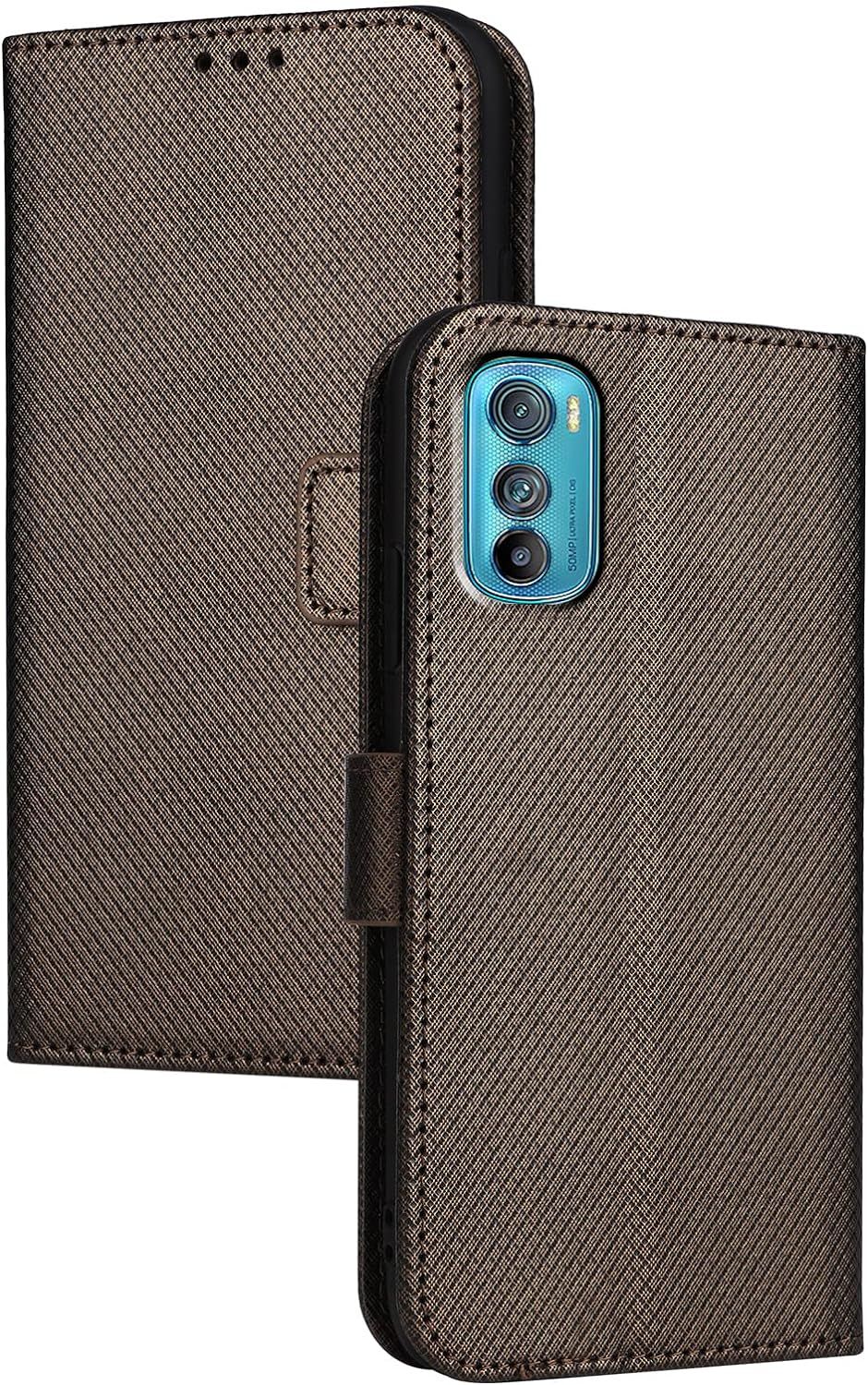 Coque Pour Motorola Edge 30premium Portefeuille Étui Housseetui À Rabat Premium En Cuir Pu Emplacements Cartes Compatible Avec Motorola Edge 30brun