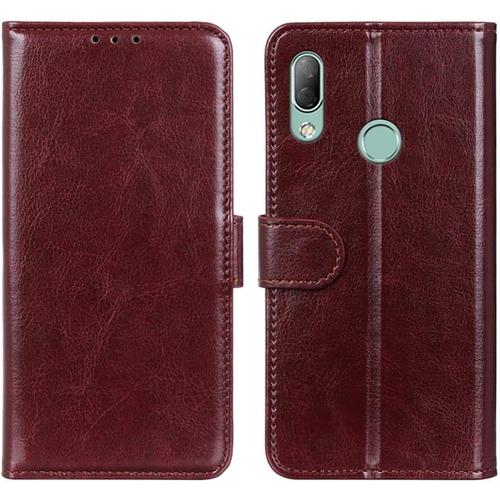 Htc U19e Étuitexture De Mode De En Cuir Puboucle De Couverture Magnétique Portefeuille À Rabat 3 Emplacements Cartes Étui Pour Htc U19e 6.0"" Marron