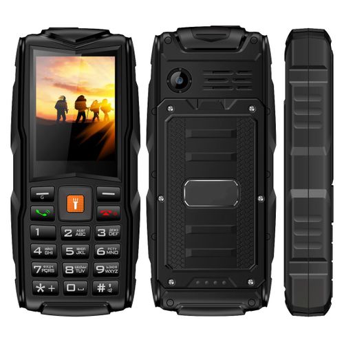 Téléphone Incassable Chantier Double SIM Portable Antichoc 2.4' IP68 Lampe Noir + SD 4Go YONIS