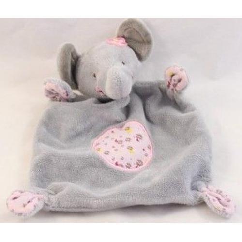 Doudou Elephant Gris Rose Gemo Peluche Animal Bebe Enfant Rakuten