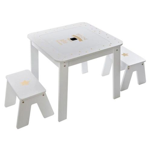 Table Enfant & 2 Tabourets "Bac" 57cm Or