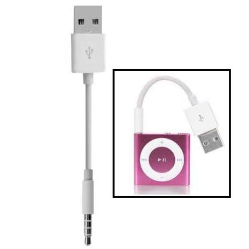 (#19) USB to 3.5mm Jack Data Sync & Charge Cable for iPod shuffle 1st /2nd /3rd /4th /5th /6th Generation, Length: 10cm(White)