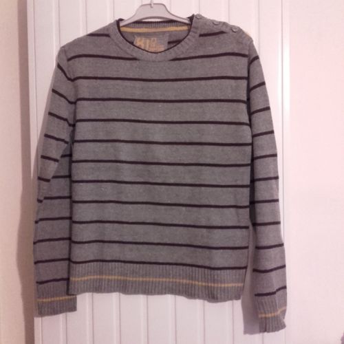 Pull Garçon 14 Ans Gris Rayé