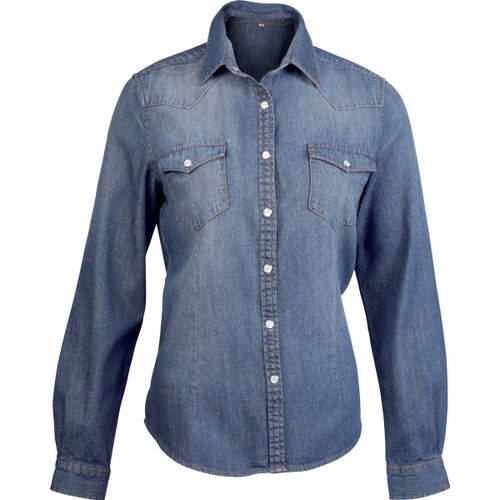 Chemise Denim Manches Longues - K518 - Bleu - Femme