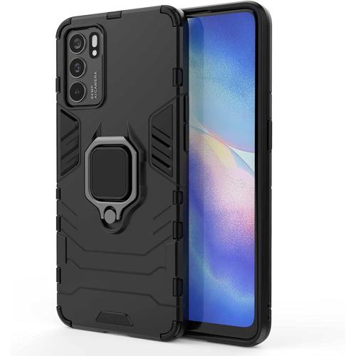 Coque Pour Oppo Reno 6 5g Reno6 5g Étui Antichoc Tpu/Pc Housse Ave Anneau Rotation De 360 ° Degres Souple Silicone Bumper Protection Case Cover Noir