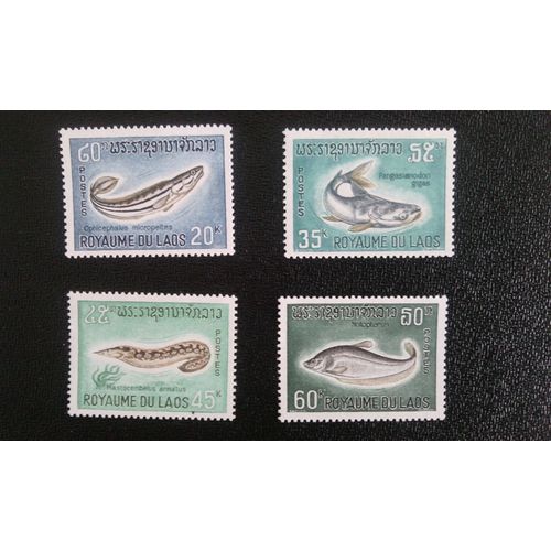 Timbre Laos Yt 156-157-158-159 Séries: Poissons Du Mékong 1967