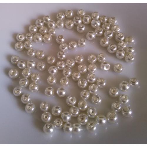 100 Blanc/Ivoire En Verre Perle Perles 4 mm