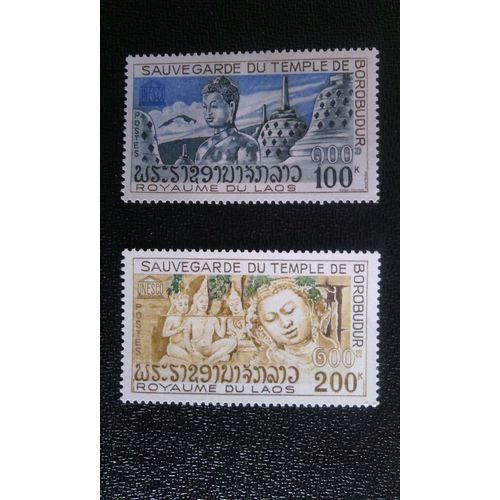 Timbre Laos Yt 287-288 Séries: Conservation Des Monuments De Borobudur 1975