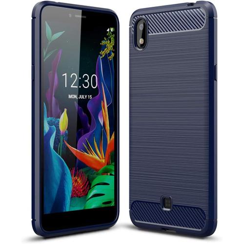 Coque Lg K20 2019 , Étui De Protection Tpu Léger Ultra-Mince Et Doux, Conception En Fibre De Carbone Quatrième De Couverture Pour Lg K20 2019 - Bleu