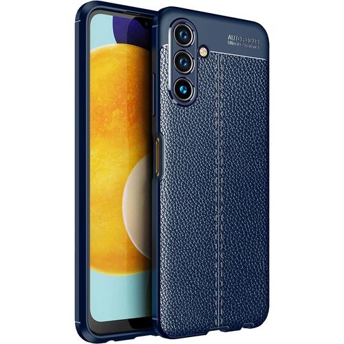 Coque Pour Samsung Galaxy A13 5g Silicone Antichoc Housse Protection Étui Tpu Bumper Protection Case Cover Avec Antiscratch & Motif Cuirnoncuir Bleu