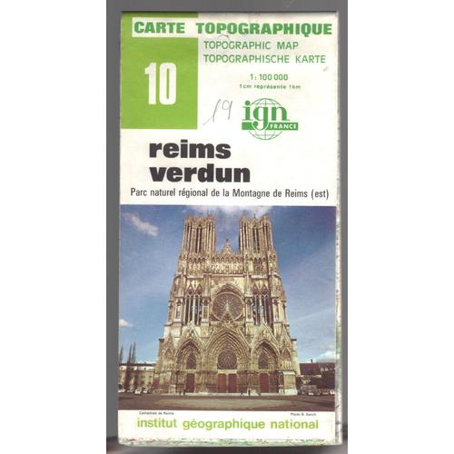 Carte Ign Serie Verte No 10 Reims Verdun 1:100000eme