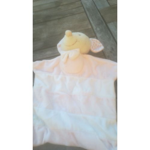 Doudou Rose Blanc Plat 4 Noeud Cp Souris