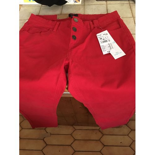 Pantalon Femme Slim Rouge Taille 40 Tissu Stretch Kiabi Neuf