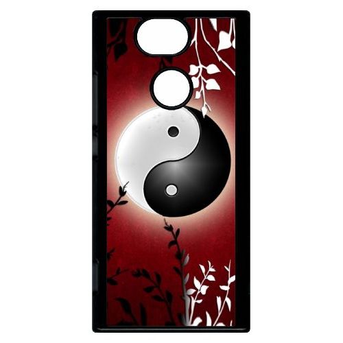 Coque Pour Smartphone - Ying Yang Rouge - Compatible Avec Sony Xperia Xa2 - Plastique - Bord Noir