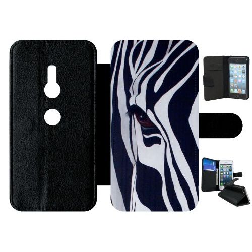 Etui A Rabat - Motif Zebre Noir Et Blanc - Compatible Avec Sony Xperia Xz2 - Simili-Cuir - Bord Noir