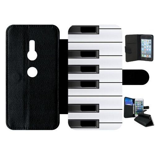 Etui A Rabat - Touche De Piano Noir Et Blanc - Compatible Avec Sony Xperia Xz2 - Simili-Cuir - Bord Noir