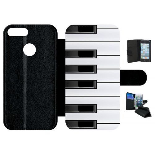 Etui A Rabat - Touche De Piano Noir Et Blanc - Compatible Avec Honor 9 Lite - Simili-Cuir - Bord Noir