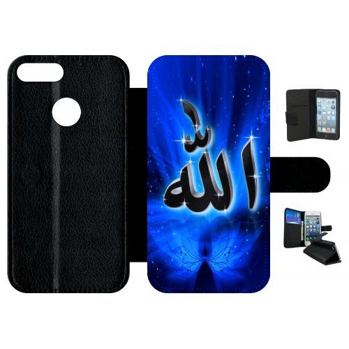 Etui A Rabat - Allah Religion Bleu Nuit - Compatible Avec Honor 9 Lite - Simili-Cuir - Bord Noir