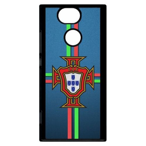 Coque Pour Smartphone - Blason Portugal Bleu - Compatible Avec Sony Xperia Xa2 - Plastique - Bord Noir