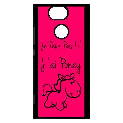 Coque Pour Smartphone - Citation Poney Rose - Compatible Avec Sony Xperia Xa2 - Plastique - Bord Noir