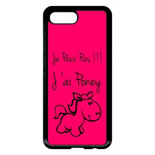 Coque Pour Smartphone - Citation Poney Rose - Compatible Avec Honor 10 - Plastique - Bord Noir