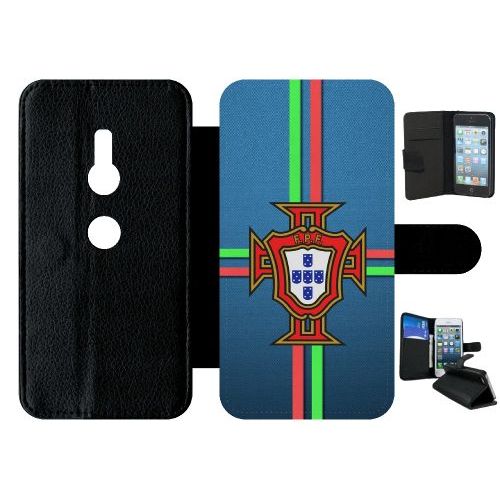 Etui A Rabat - Blason Portugal Bleu - Compatible Avec Sony Xperia Xz2 - Simili-Cuir - Bord Noir