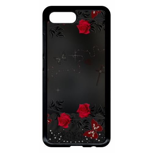 Coque Pour Smartphone - Roses Gothic Chapelet - Compatible Avec Honor 10 - Plastique - Bord Noir