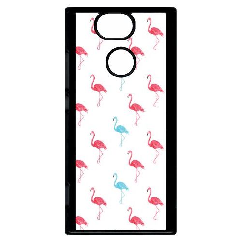 Coque Pour Smartphone - Flamand Rose - Compatible Avec Sony Xperia Xa2 - Plastique - Bord Noir