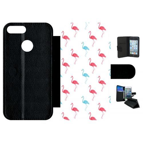 Etui A Rabat - Flamand Rose - Compatible Avec Honor 9 Lite - Simili-Cuir - Bord Noir