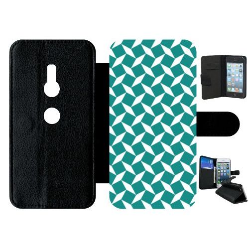 Etui A Rabat - Carreau Bleu Canard - Compatible Avec Sony Xperia Xz2 - Simili-Cuir - Bord Noir