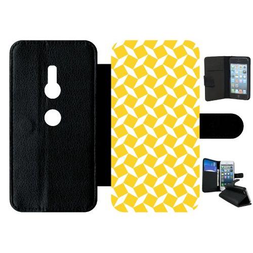 Etui A Rabat - Carreau Jaune - Compatible Avec Sony Xperia Xz2 - Simili-Cuir - Bord Noir