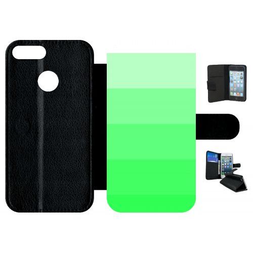 Etui A Rabat - Degrad Vert Fluo - Compatible Avec Honor 9 Lite - Simili-Cuir - Bord Noir