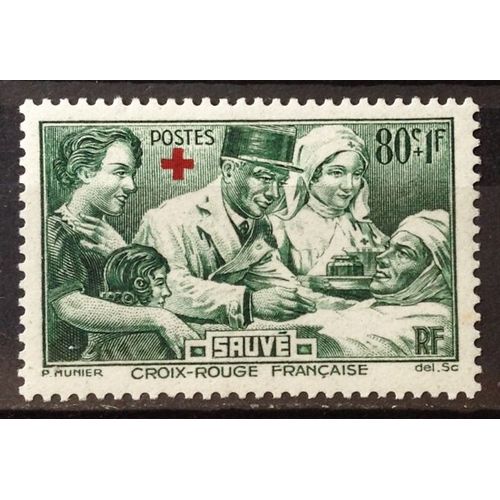 Croix Rouge 1940 - Au Profit Des Blessés - Médecin & Infirmière - 80c+1f Vert (Superbe N° 459) Neuf* - Cote 5,50 - France Année 1940 - N21862